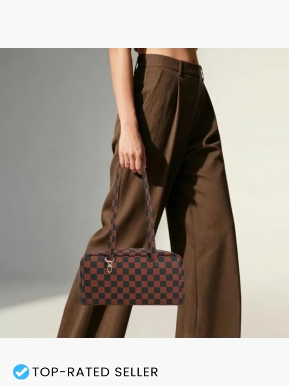 Bowler Handbag East West Slouchy Vegan Leather Shoulder Tote Purse Charm Loops